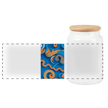 Art abstrait - Boîte à biscuits avec couvercle en bois - blanc - Devant