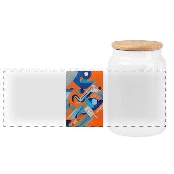 Art abstrait - Boîte à biscuits avec couvercle en bois - blanc - Devant
