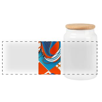 Art abstrait - Boîte à biscuits avec couvercle en bois - blanc - Devant