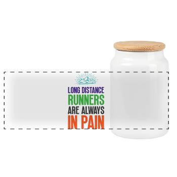 Long Distance Runners Are Always In Pain - Panoramic Cookie Jar with Wooden Lid - white - Front
