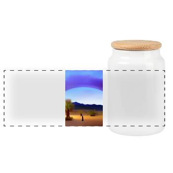 Arabian Desert - Panoramic Cookie Jar with Wooden Lid - white - Front