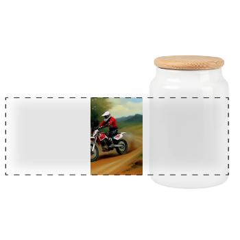 Équitation en motocross - Boîte à biscuits avec couvercle en bois - blanc - Devant
