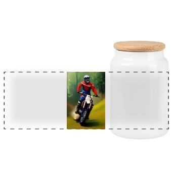 Équitation en motocross - Boîte à biscuits avec couvercle en bois - blanc - Devant