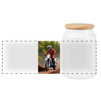 Équitation en motocross - Boîte à biscuits avec couvercle en bois - blanc - Devant