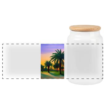 Arabian Desert - Panoramic Cookie Jar with Wooden Lid - white - Front