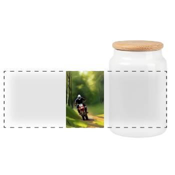 Équitation en motocross - Boîte à biscuits avec couvercle en bois - blanc - Devant