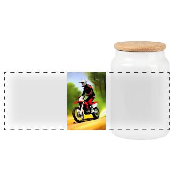 Équitation en motocross - Boîte à biscuits avec couvercle en bois - blanc - Devant