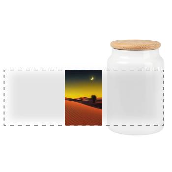 Arabian Desert - Panoramic Cookie Jar with Wooden Lid - white - Front