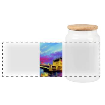 Bridges in London - Panoramic Cookie Jar with Wooden Lid - white - Front