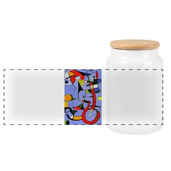 Abstract art - Panoramic Cookie Jar with Wooden Lid - white - Front