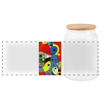 Abstract art - Panoramic Cookie Jar with Wooden Lid - white - Front