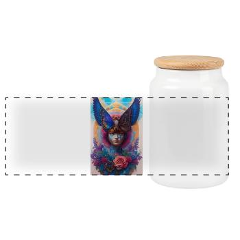 Goddess - Panoramic Cookie Jar with Wooden Lid - white - Front