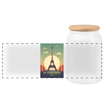 Tour Eiffel - Boîte à biscuits avec couvercle en bois - blanc - Devant