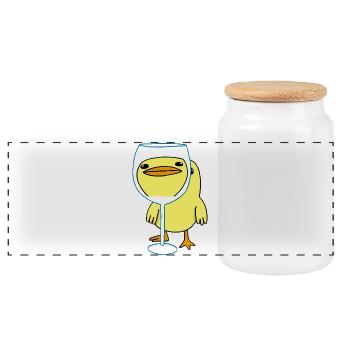 Kawaii-Küken - Panorama Keksdose mit Holzdeckel - Weiß - Vorne