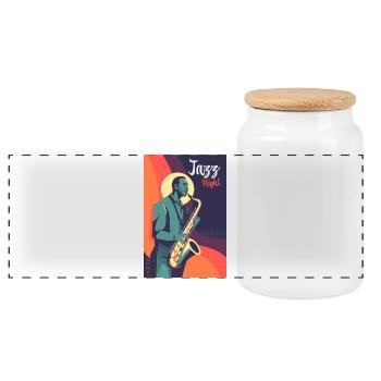 Jazz Night - Boîte à biscuits avec couvercle en bois - blanc - Devant