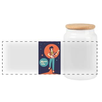 Music is my life - Boîte à biscuits avec couvercle en bois - blanc - Devant