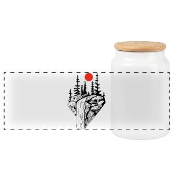 La cascade noire et le soleil rouge - Boîte à biscuits avec couvercle en bois - blanc - Devant