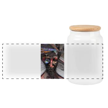 Abstract art - Panoramic Cookie Jar with Wooden Lid - white - Front