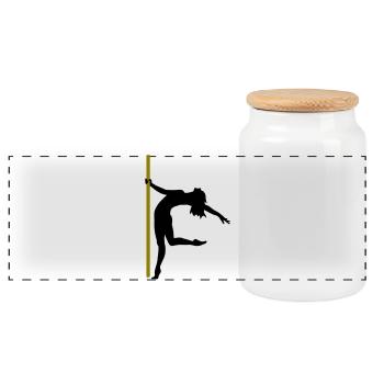 Die Silhouette einer Poledancerin - Panorama Keksdose mit Holzdeckel - Weiß - Vorne