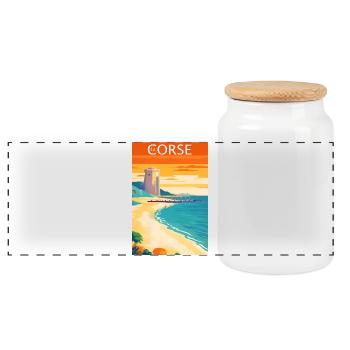 La Corse Plage rétro - Boîte à biscuits avec couvercle en bois - blanc - Devant