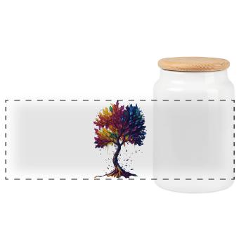 Arbre de vie - Boîte à biscuits avec couvercle en bois - blanc - Devant