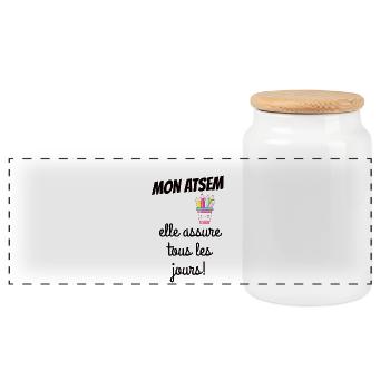 Cadeau atsem original - Boîte à biscuits avec couvercle en bois - blanc - Devant