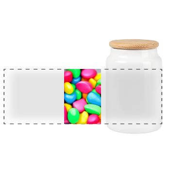 Bunte Bonbons - Panorama Keksdose mit Holzdeckel - Weiß - Vorne