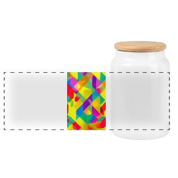 Retro Pattern Colorful - Panoramic Cookie Jar with Wooden Lid - white - Front