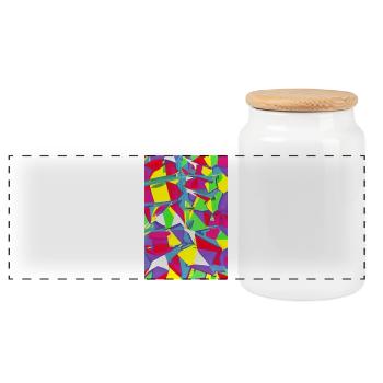 Retro Pattern Colorful - Panoramic Cookie Jar with Wooden Lid - white - Front