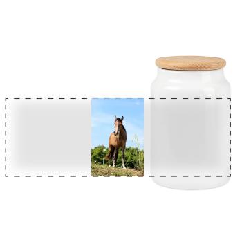 Pferd Pferdeposter - Panorama Keksdose mit Holzdeckel - Weiß - Vorne