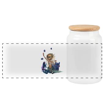Douce petite sirène - Boîte à biscuits avec couvercle en bois - blanc - Devant