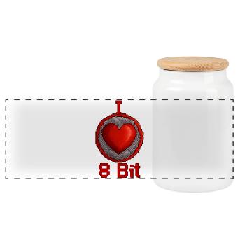 I love 8bit - Panorama Keksdose mit Holzdeckel - Weiß - Vorne