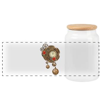 Wonderful steampunk watch - Panoramic Cookie Jar with Wooden Lid - white - Front