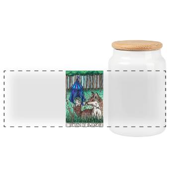 Carte de tarot « Sept d’épées » - Boîte à biscuits avec couvercle en bois - blanc - Devant