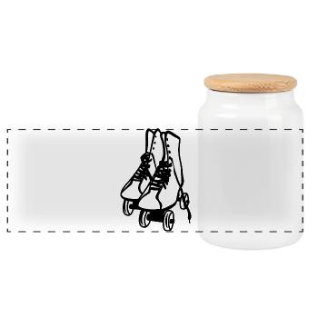 Roller skates sketch - Panoramic Cookie Jar with Wooden Lid - white - Front