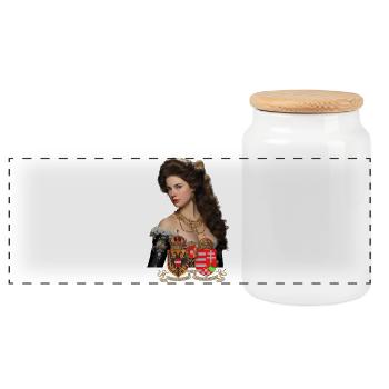 Empress Austria – Kaiserin Österreich Motiv - Panorama Keksdose mit Holzdeckel - Weiß - Vorne