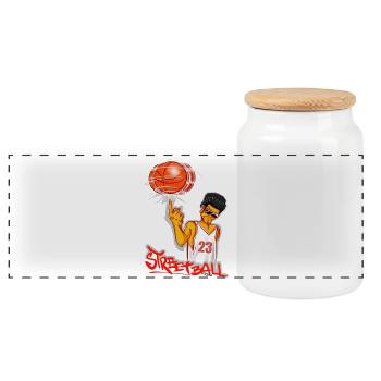 Ballon de rue - Boîte à biscuits avec couvercle en bois - blanc - Devant