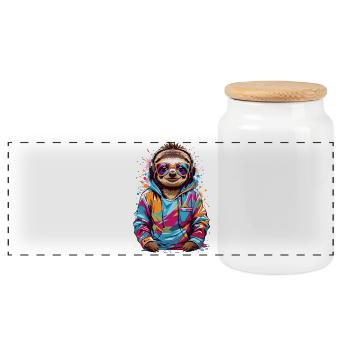 Paresseux cool - Boîte à biscuits avec couvercle en bois - blanc - Devant