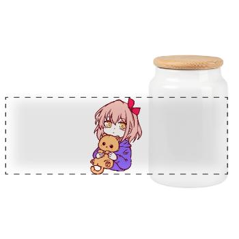 Girls Manga Japan Cartoon Anime Comic - Panoramic Cookie Jar with Wooden Lid - white - Front