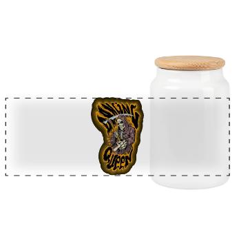 Faucheur de la mort avec feu - Boîte à biscuits avec couvercle en bois - blanc - Devant