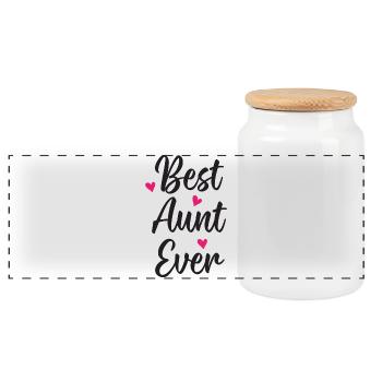 Best Aunt Ever - Panoramic Cookie Jar with Wooden Lid - white - Front