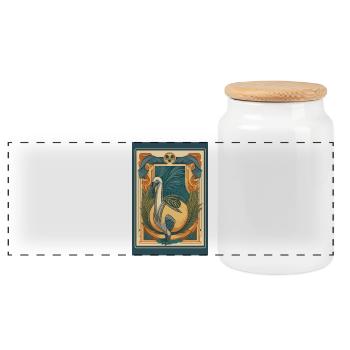 T-shirt oiseau Art Nouveau – Motif d’art vintage - Boîte à biscuits avec couvercle en bois - blanc - Devant