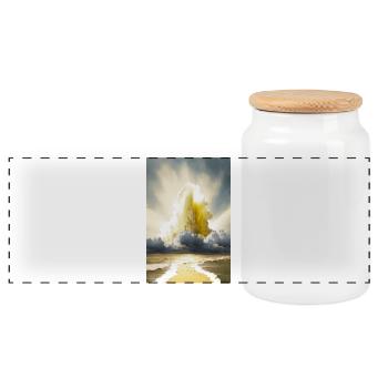 GOTT 04 - Panorama Keksdose mit Holzdeckel - Weiß - Vorne
