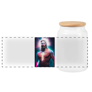 GOD 02 - Boîte à biscuits avec couvercle en bois - blanc - Devant