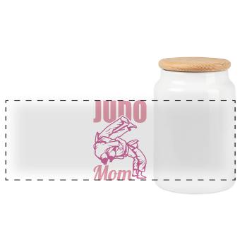 Judo Mutter - Panorama Keksdose mit Holzdeckel - Weiß - Vorne