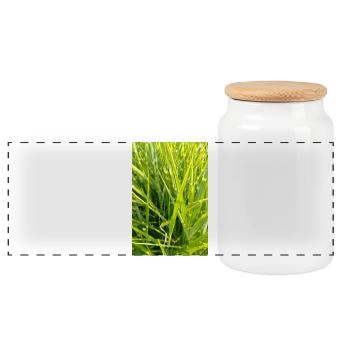 Grass scent close-up - Panoramic Cookie Jar with Wooden Lid - white - Front