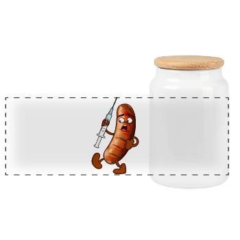 vaccine sausage bratwurst vaccinate virus - Panoramic Cookie Jar with Wooden Lid - white - Front