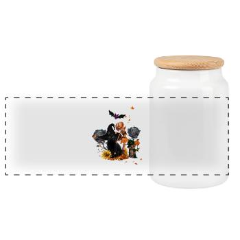 Design d’Halloween mignon et amusant - Boîte à biscuits avec couvercle en bois - blanc - Devant