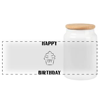 ALLES GUTE ZUM GEBURTSTAG. ALLES GUTE ZUM GEBURTSTAG. JAHRESTAG. - Panorama Keksdose mit Holzdeckel - Weiß - Vorne