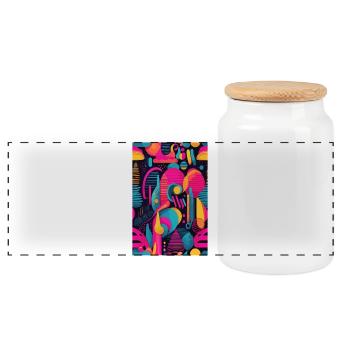Modern Abstract Pattern - Panoramic Cookie Jar with Wooden Lid - white - Front